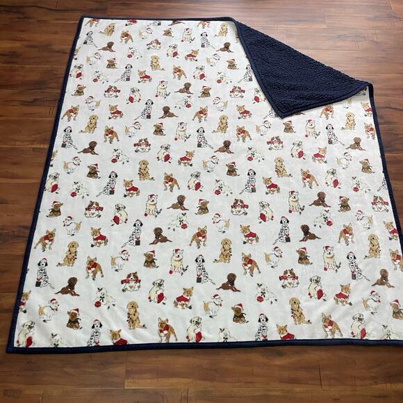 Members Mark Christma Dogs Throw Blanket 62"x70" Fleece Pug Dalmation Terrier - Picture 1 of 6